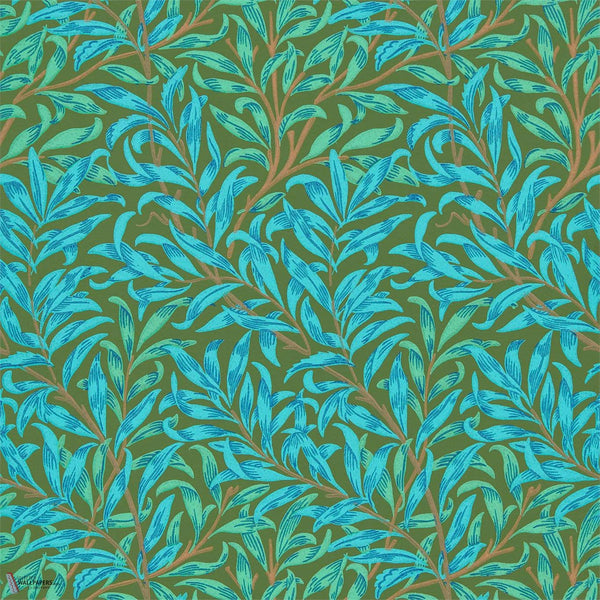 Willow Bough Tapete in Olive/Turquoise von Morris & Co