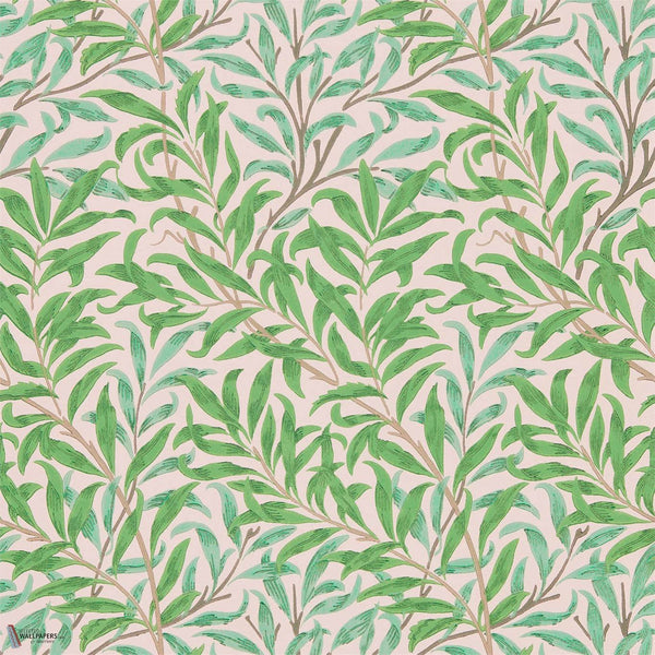 Willow Bough Tapete in Pink/Leaf Green von Morris & Co