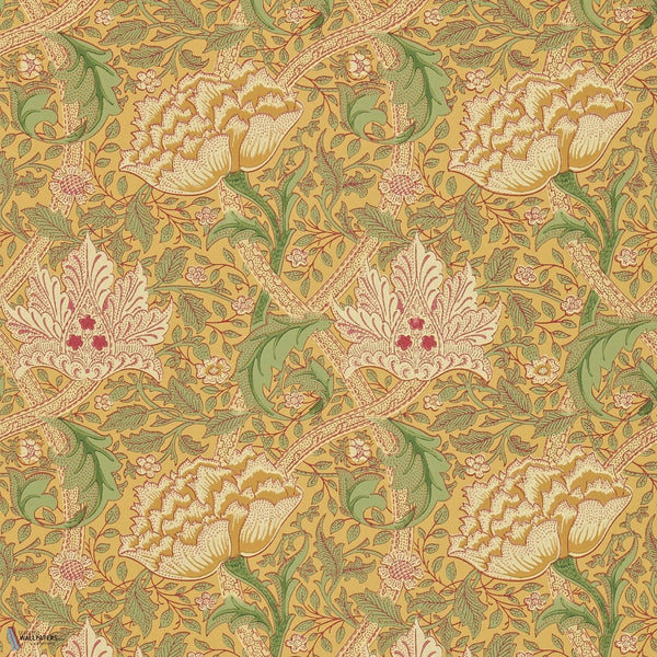 Windrush behang in Gold/Thyme van Morris & Co