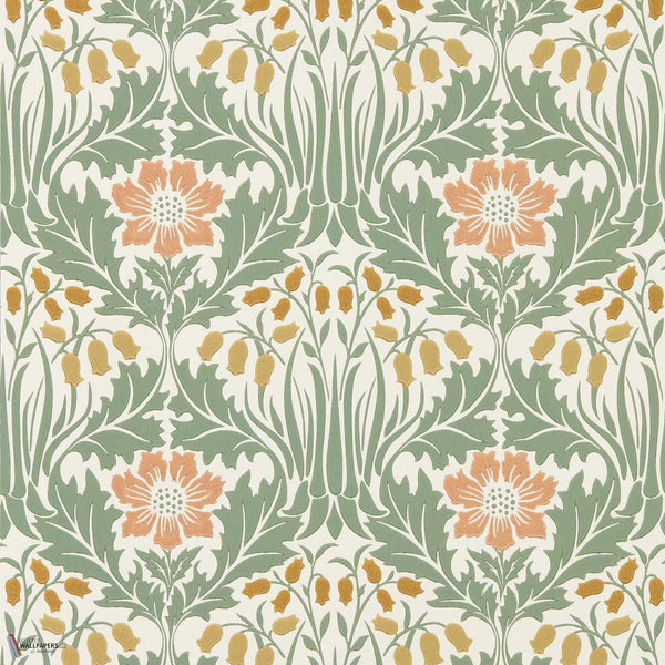 Woodbell & Anemone wallpaper in Rose/Sage by Morris & Co