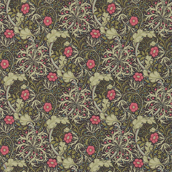 Morris Seaweed wallpaper in Ebony/Poppy van Morris & Co