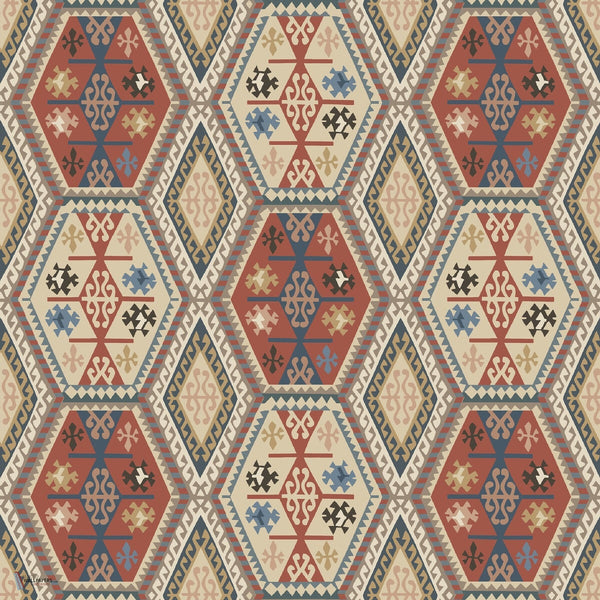 Buckland behang in Red/Blue van Mulberry