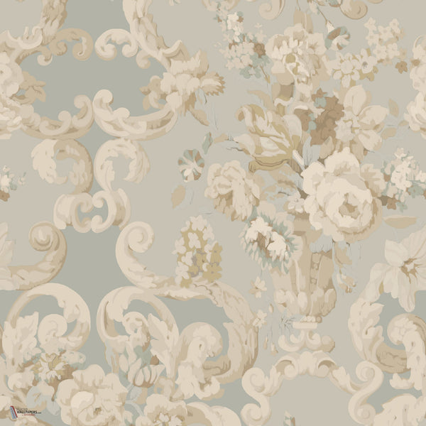 Floral Rococo Tapete in Aqua von Mulberry