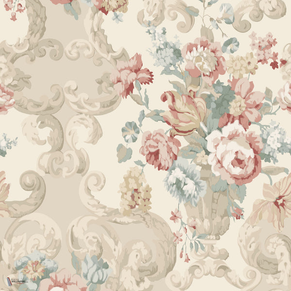 Floral Rococo Tapete in Lovat/Red von Mulberry
