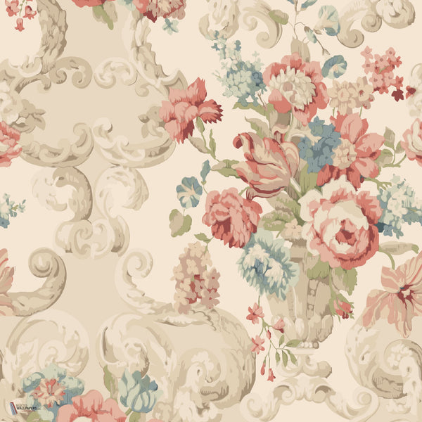 Floral Rococo Tapete in Red/Green von Mulberry