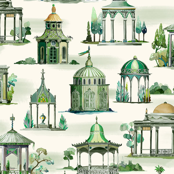 Follies behang in Emerald van Mulberry