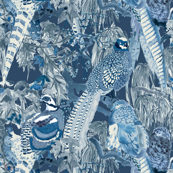Game Birds Tapete in Indigo von Mulberry