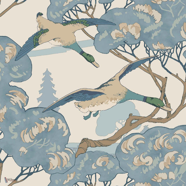 Grand Flying Ducks wallpaper in Blue by Mulberry