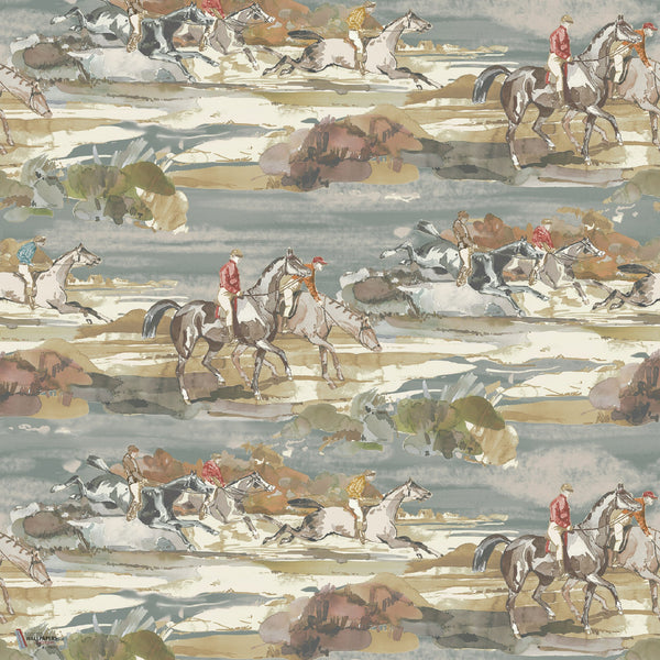 Morning Gallop wallpaper in Blue/Sand by Mulberry