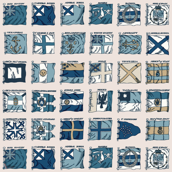 Naval Ensigns behang in Blue van Mulberry