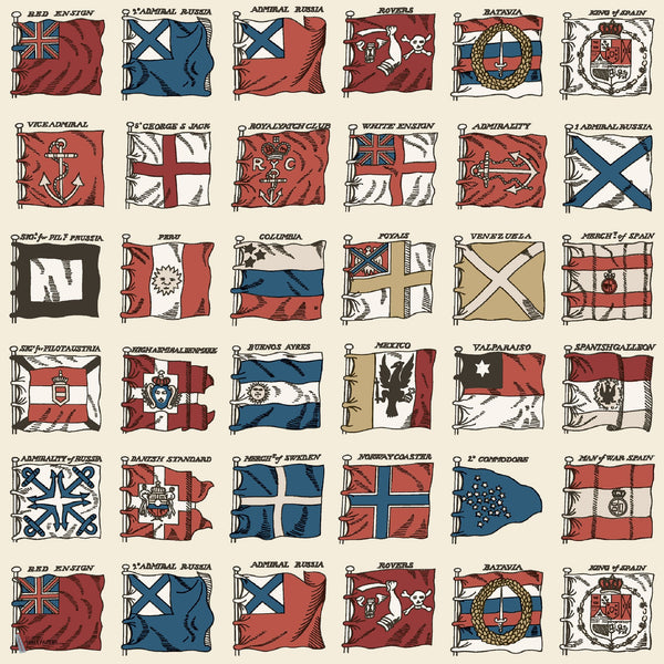 Naval Ensigns behang in Red/Blue van Mulberry