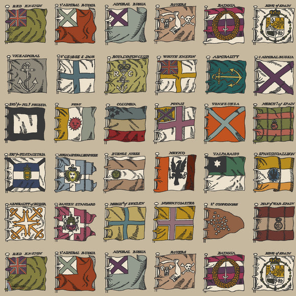 Naval Ensigns behang in Red/Plum van Mulberry