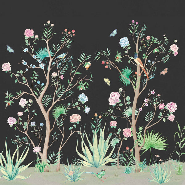 Peonies wallpaper in Coal by Coordonne