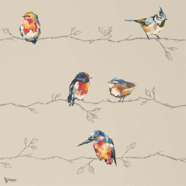 Persico behang in Coral/Lemon van Harlequin