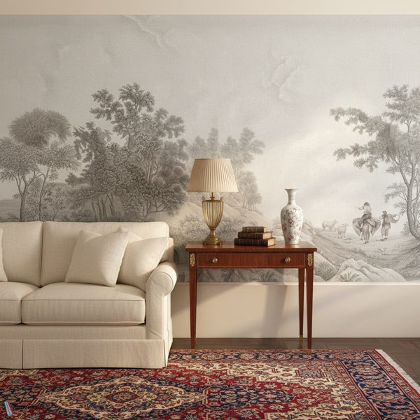 Pillement's Italy papel pintado de Iksel — sfeerbeeld in een klassiek interieur