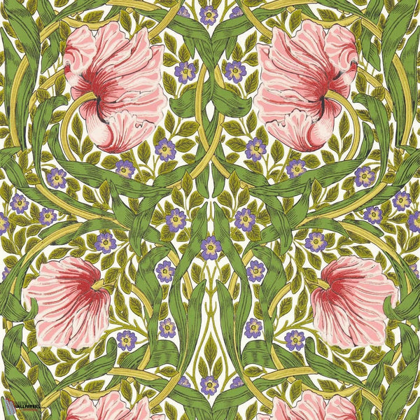Pimpernel wallpaper in Sap Green/Strawberry van Morris & Co
