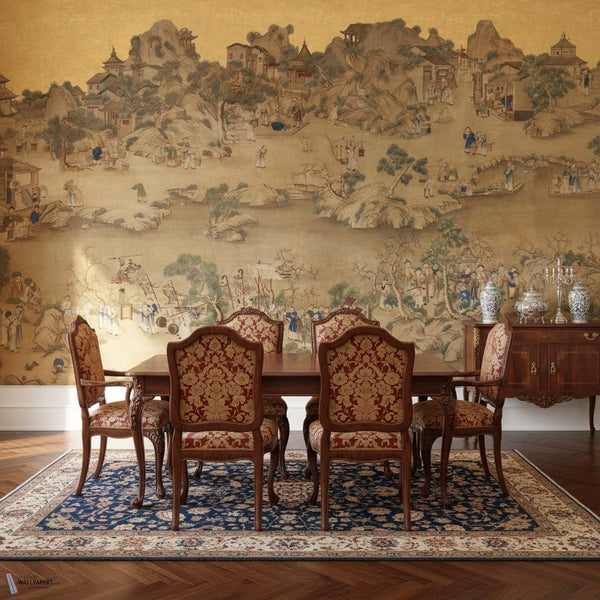Procession wallpaper by Iksel — styled in a classic interior