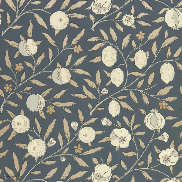Pure Fruit behang in Black Ink van Morris & Co