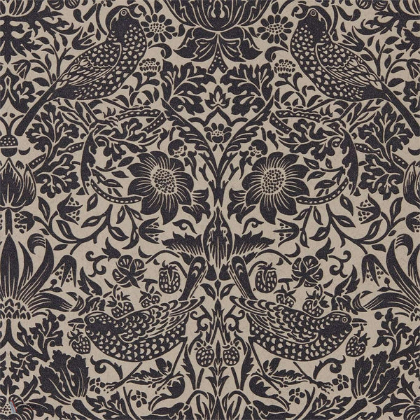 Pure Strawberry Thief behang in Gilver/Graphite van Morris & Co