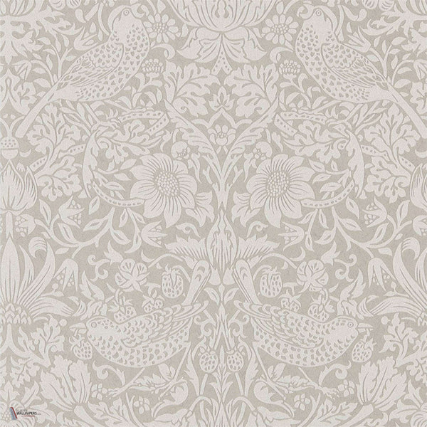 Pure Strawberry Thief behang in Silver/Stone van Morris & Co