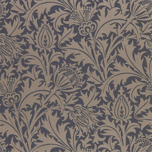 Pure Thistle behang in Black Ink van Morris & Co
