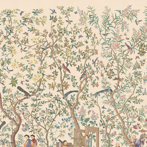 Qianlong Garden behang van Iksel — Blush, detail