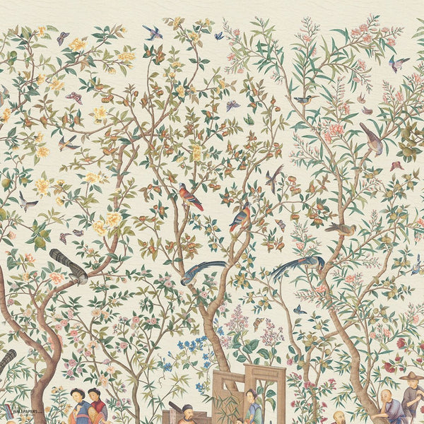 Qianlong Garden behang van Iksel — Bone, detail