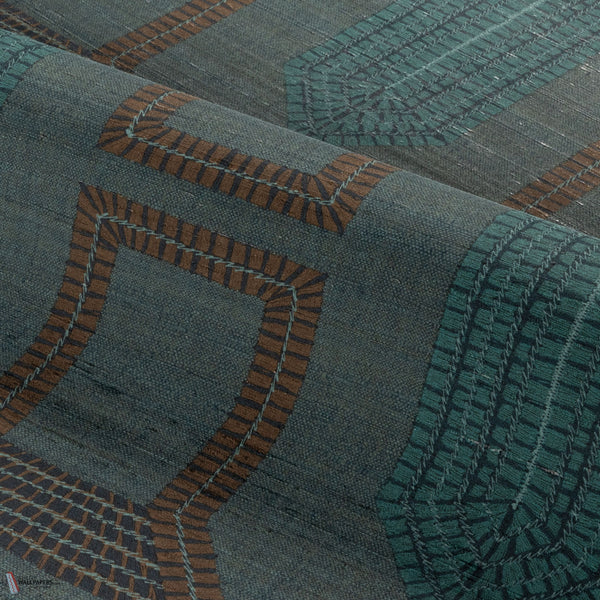 Racines wallpaper in Pétrole/Cognac by Casamance