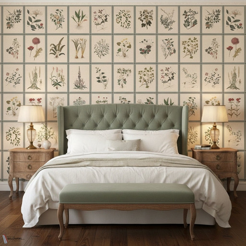 Renaissance Herbier behang van Iksel — sfeerbeeld in een klassiek interieur