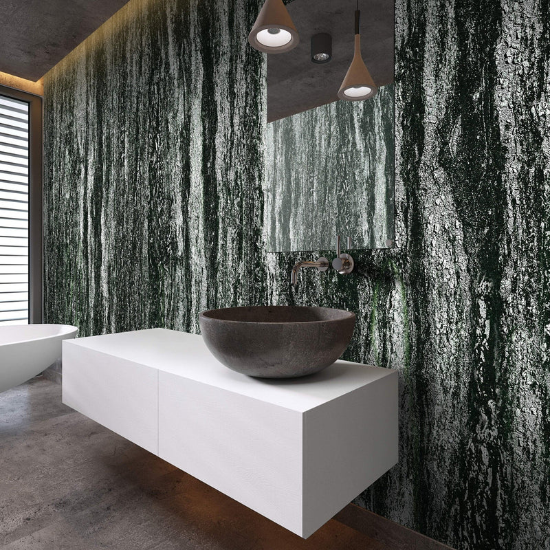 The Basilstone behang in Blue Green van Daisy James — interieur