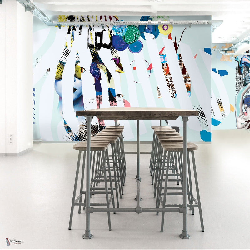 The Wave wallpaper in Blue by Daisy James — interior