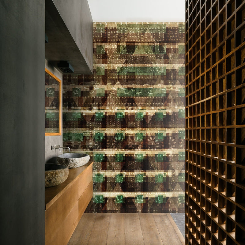 The Array behang in Brown van Daisy James — interieur