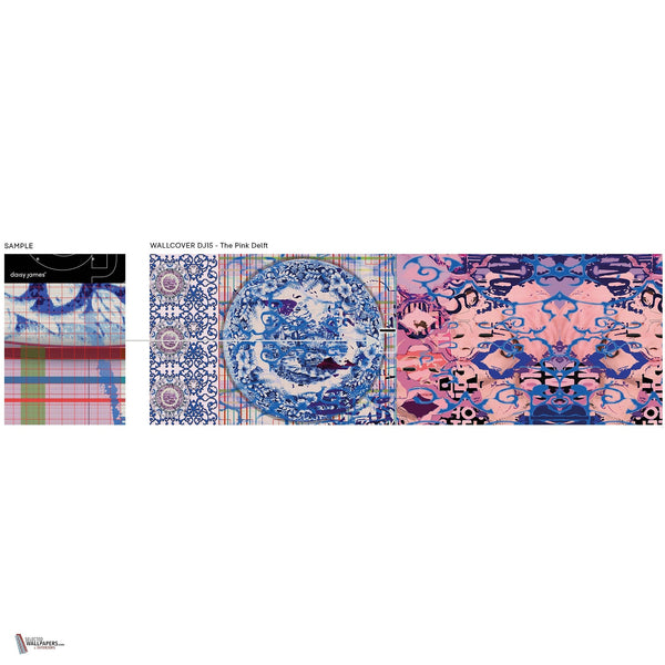 The Pink Delft wallpaper in Blue and White van Daisy James — volledig ontwerp