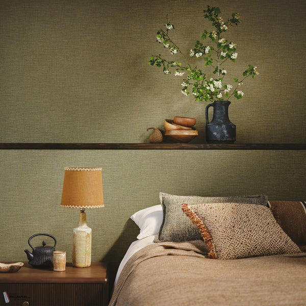 Nysa Linen Tarragon Romo Papel Pintado sfeerbeeld