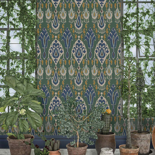 Ikat Bokhara behang roomshot