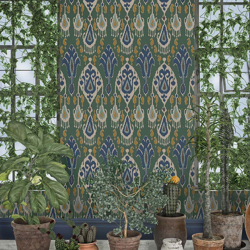 Ikat Bokhara behang roomshot