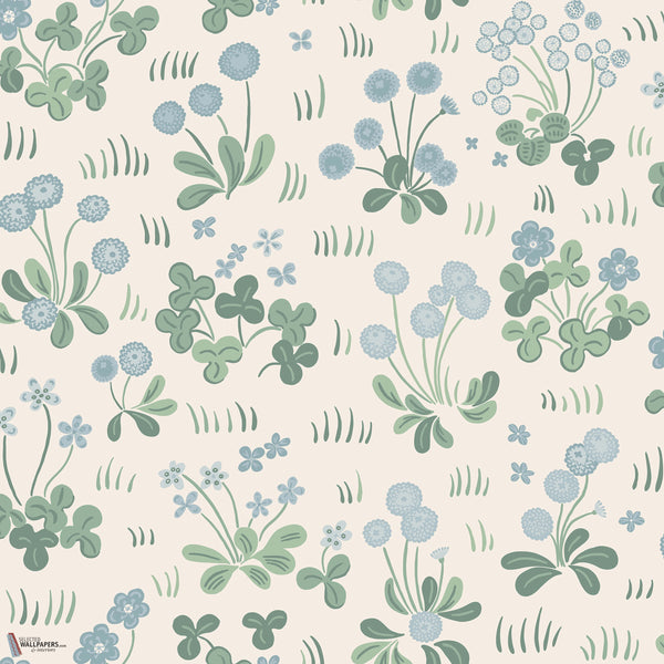 Bellis papel pintado en Misty Blue de Sandberg