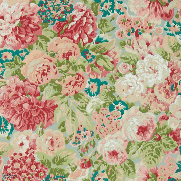 Rose And Peony Tapete in Blue Clay/Carmen Lt von Sanderson