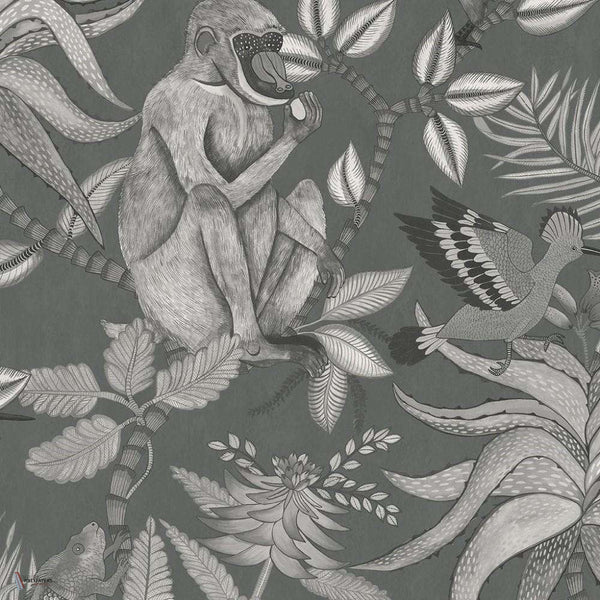 Savuti behang in Soot on Charcoal van Cole & Son