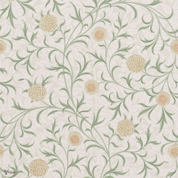 Scroll wallpaper in Thyme/Pear van Morris & Co