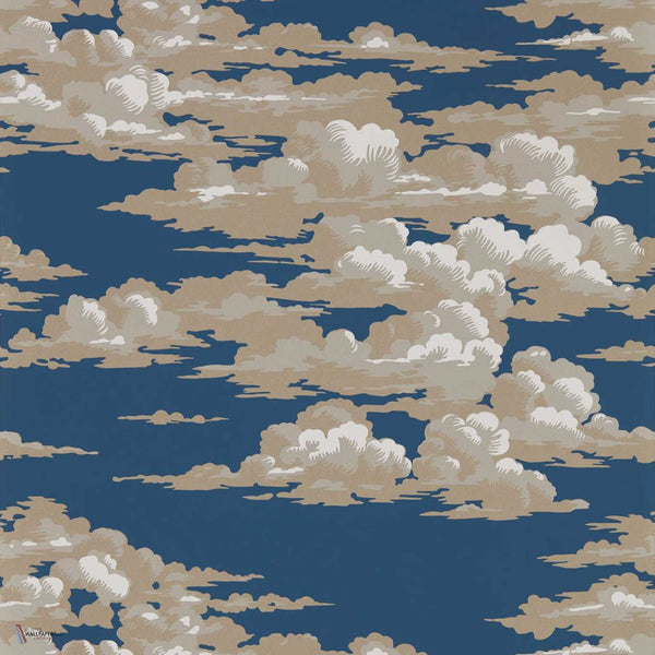 Silvi Clouds wallpaper in Yacht Blue van Sanderson
