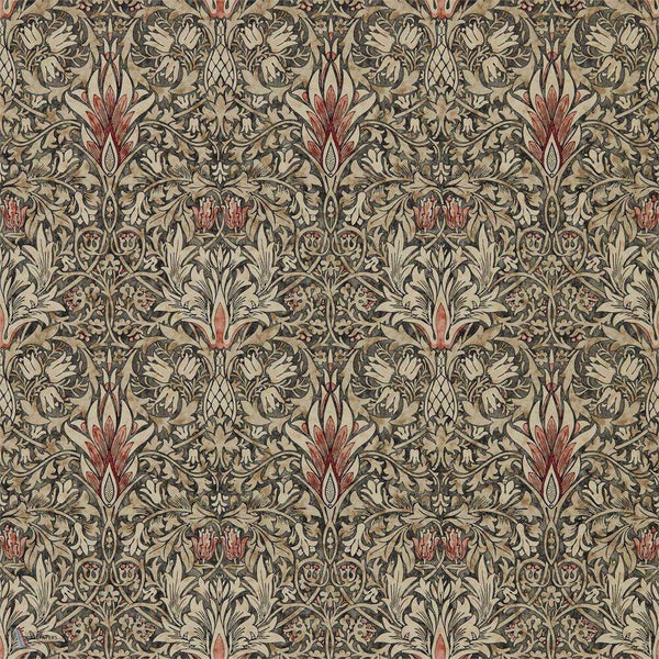 Snakeshead wallpaper in Charcoal/Spice van Morris & Co