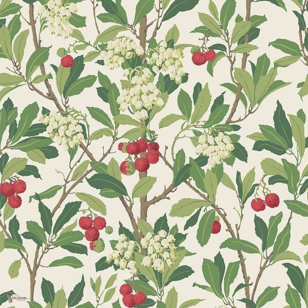 Strawberry Tree behang in Olive, Red & Leaf van Cole & Son
