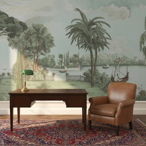 Swan Lake behang van Iksel — sfeerbeeld in een klassiek interieur