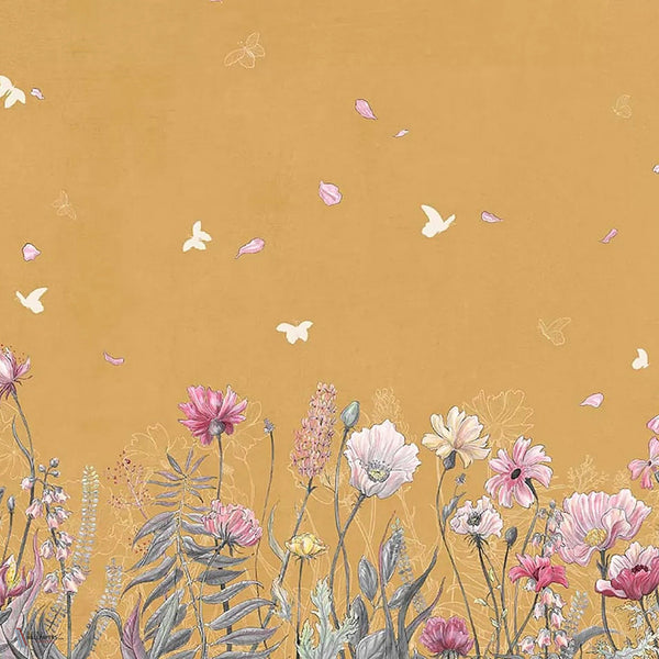 Eden behang in Mustard van Tecnografica — kleurstaal