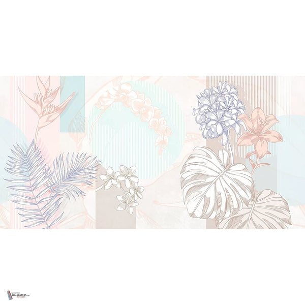 Kauai Flowers behang in Pastel van Tecnografica — volledig ontwerp