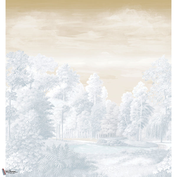 Austria Mural wallpaper in Gold on Pearl by Thibaut