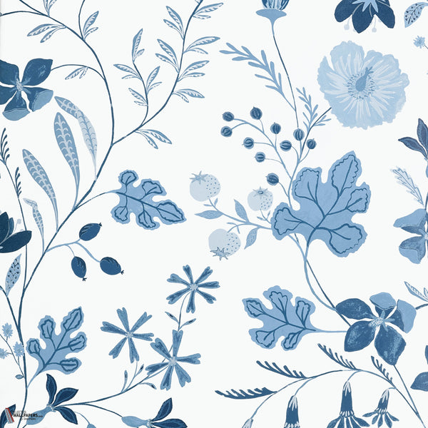 Bloom papier peint en Blue and White de Thibaut