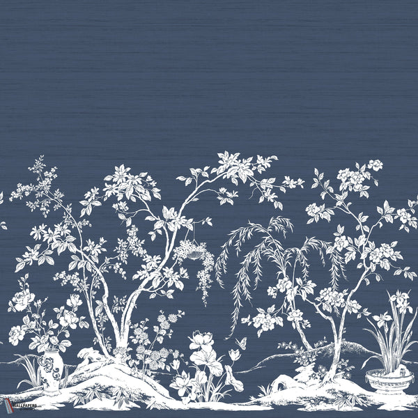 Chaumont Mural wallpaper in Navy by Thibaut