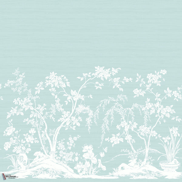 Chaumont Mural wallpaper in Spa Blue by Thibaut